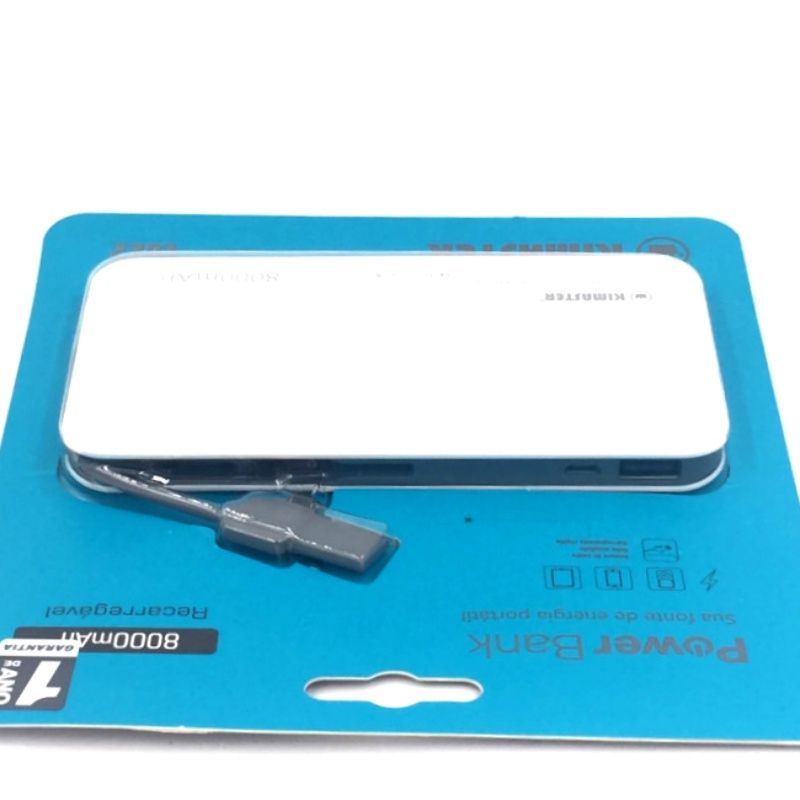 Bateria Extra Portátil Universal Power Bank Slim Kimaster Usb - E622 - 8000mAh - Branco