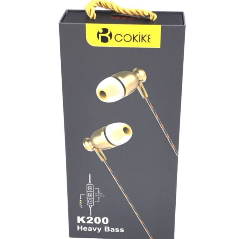 Fone de Ouvido Cokike K200 - Dourado