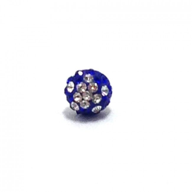 Plug para Celular Bolinha Strass - Azul Escuro com Branco