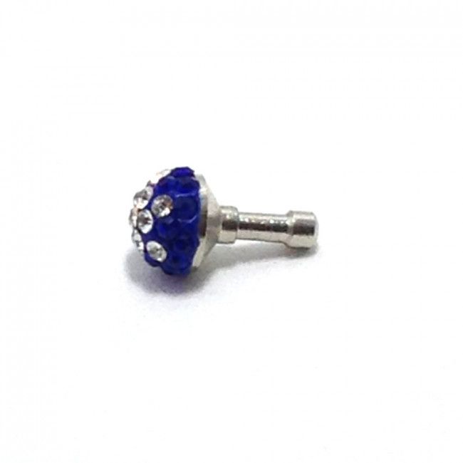 Plug para Celular Bolinha Strass - Azul Escuro com Branco