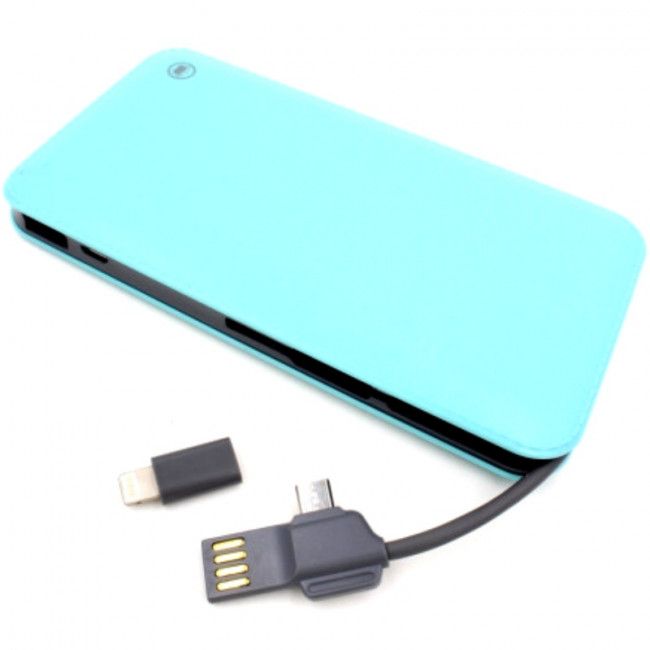 Bateria Extra Portátil Universal Power Bank Slim Kimaster E622 Usb - 10000mAh - Azul