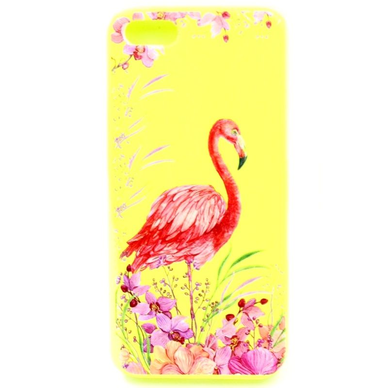 Capa Flamingo Color Flores para IPhone 5/5S - Amarelo