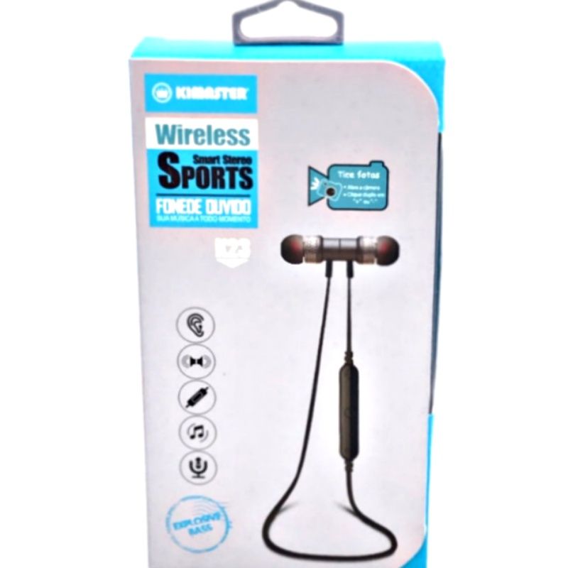 Fone de Ouvido Bluetooth Sports Kimaster - K23 - Cinza Espacial