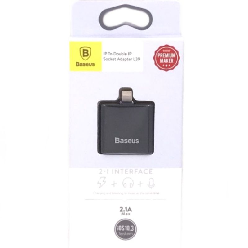 Adaptador 2 em 1 Baseus para IPhone/IPad - Preto