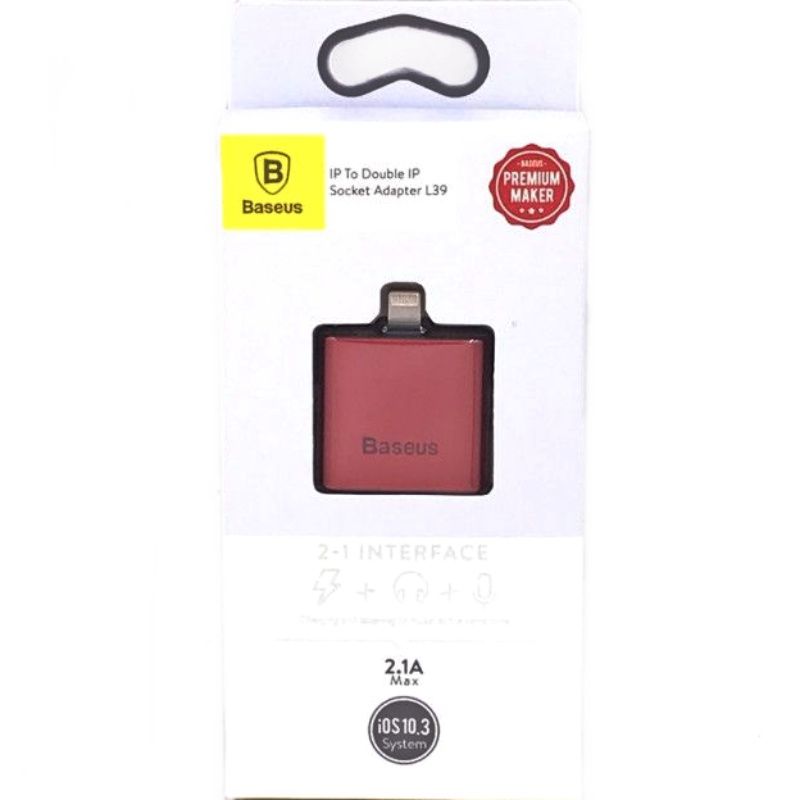 Adaptador 2 em 1 Baseus para IPhone/IPad - Vermelho