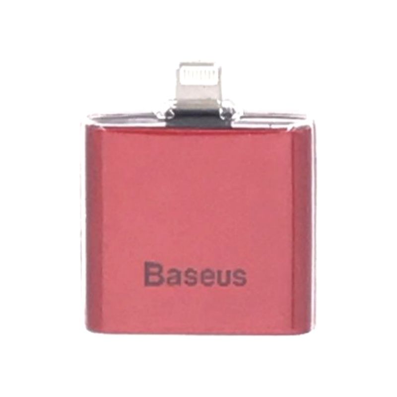 Adaptador 2 em 1 Baseus para IPhone/IPad - Vermelho
