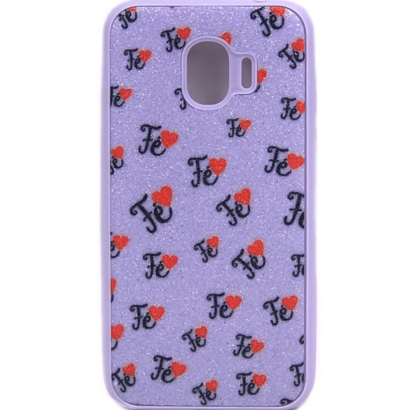 Capa Borracha Glitter para Samsung Galaxy J2 Pro - Fé Lilás
