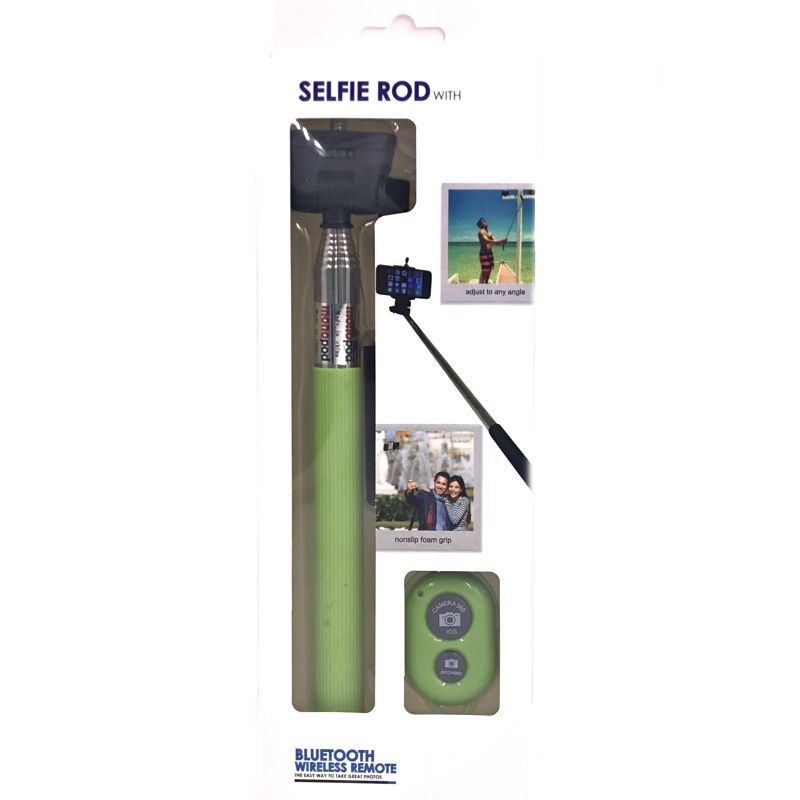 Monopod com Controle Bluetooth Selfie Rod - Verde