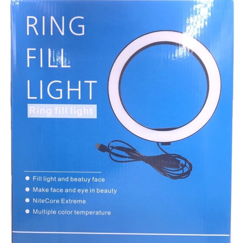 Ring Light Médio Usb com Mini Tripé e Suporte - Iluminador de Led 