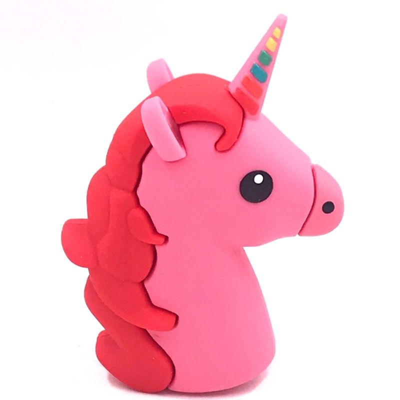 Bateria Extra Portátil Universal Power Bank Unicórnio Usb - 12000mAh - Pink e Vermelho