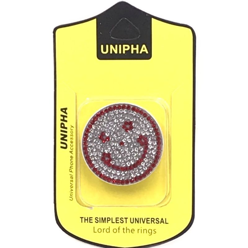 Suporte Pop Socket Strass - Flower Smile Vermelho