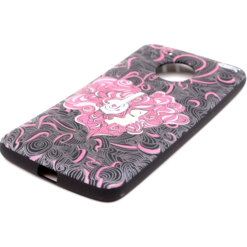 Capa Netcase Borracha para Motorola Moto G5 - Girl DJ Preto c/ Pink