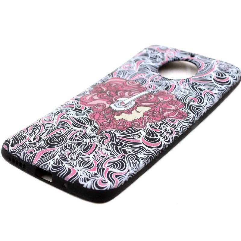 Capa Netcase Borracha para Motorola Moto G5S Plus - Girl DJ Preto c/ Branco