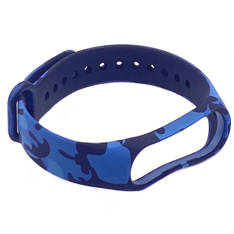 Pulseira Estampada para Relógio Mi Band 3/4 - Camuflada Azul Marinho