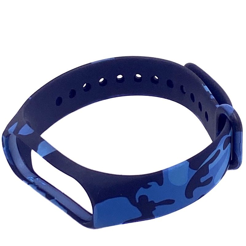 Pulseira Estampada para Relógio Mi Band 3/4 - Camuflada Azul Marinho