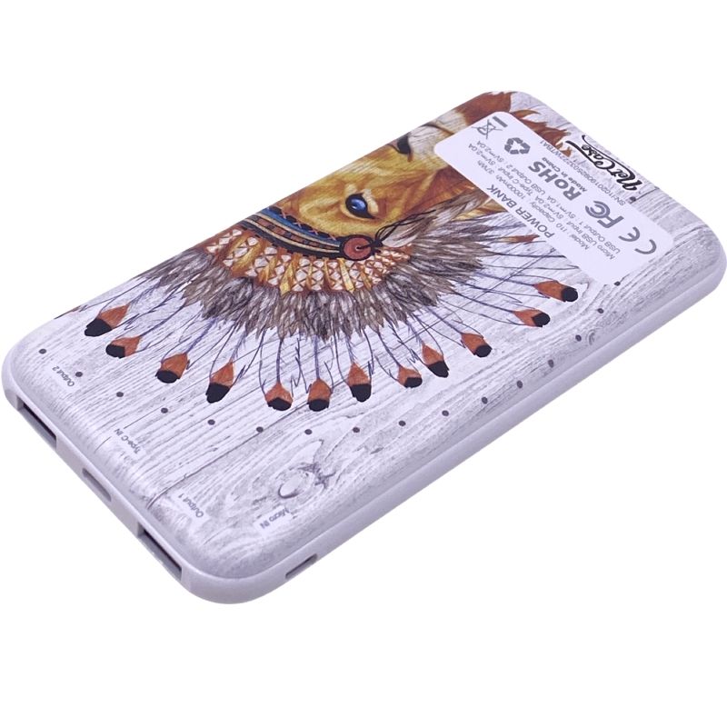 Bateria Extra Portátil Universal Power Bank I10 Dual Usb - 10000mAh - Madeira Leão Cocar