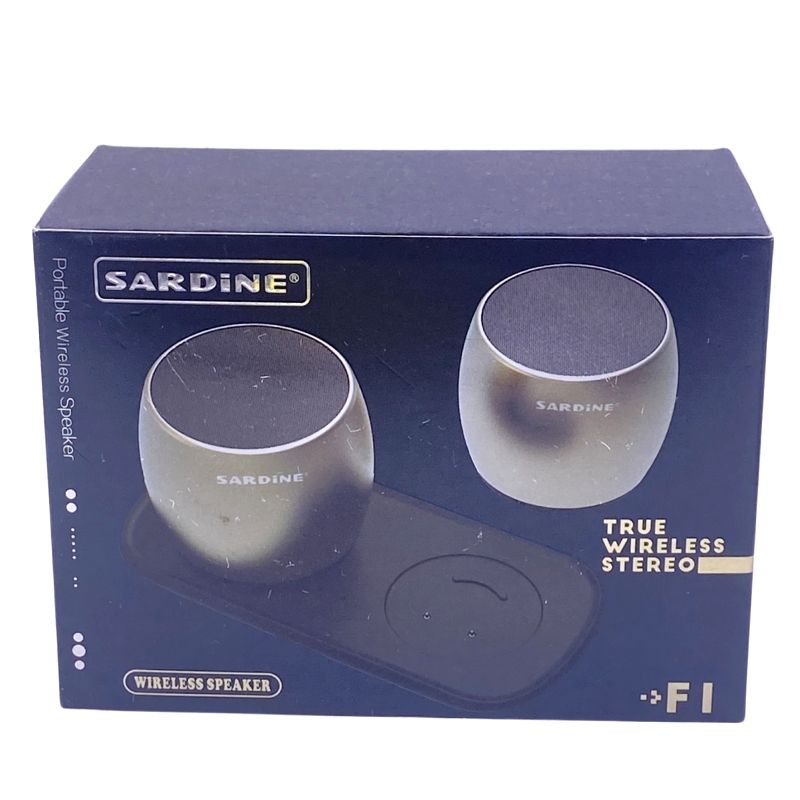 Caixa de Som Dupla Portátil Bluetooth Sardine c/ Base Carregadora - Preto