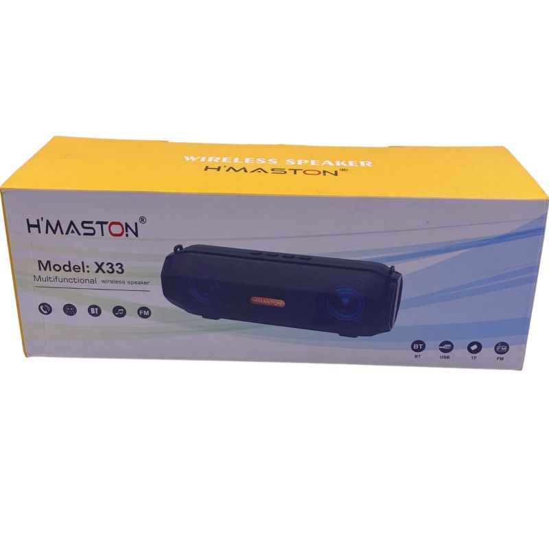 Caixa de Som Portátil Bluetooth H'Maston X33 - Preto