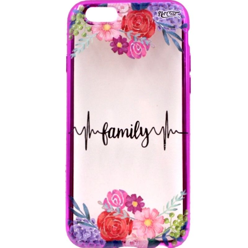 Capa Netcase Metálica com Strass Flexível - Family Flowers Pink p/ IPhone 6/6s