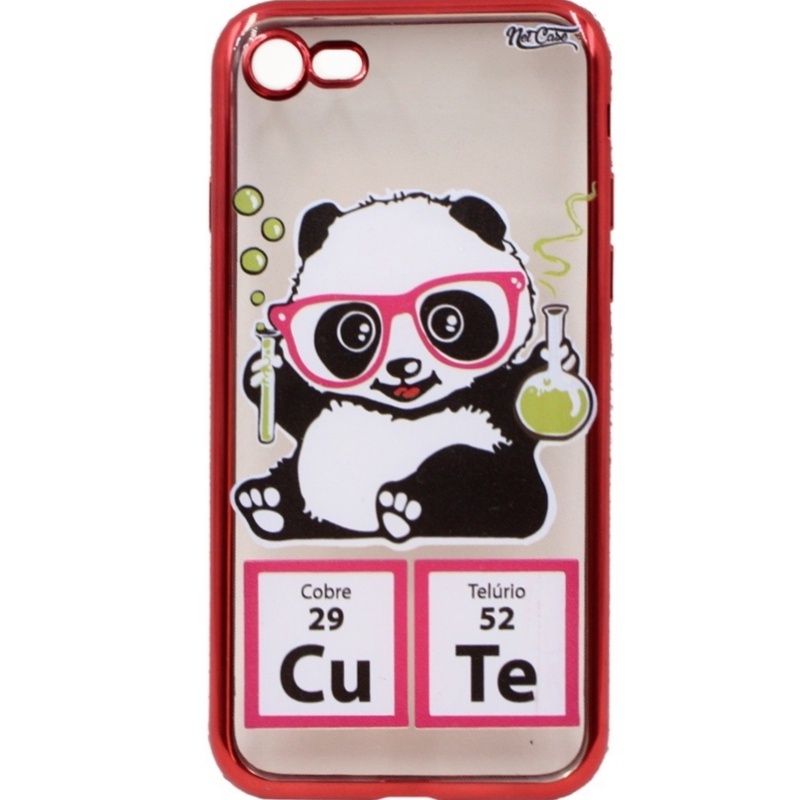 Capa Netcase Metálica com Strass Flexível -  Chemical Panda Vermelho p/ IPhone 7G/8G