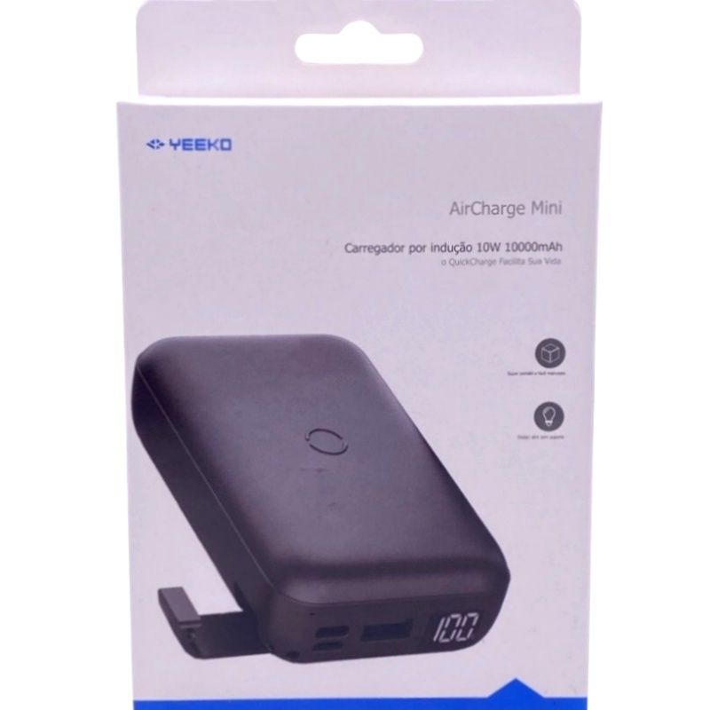 Carregador por Indução Yeeko AirCharge Mini 10.000mAh - Preto