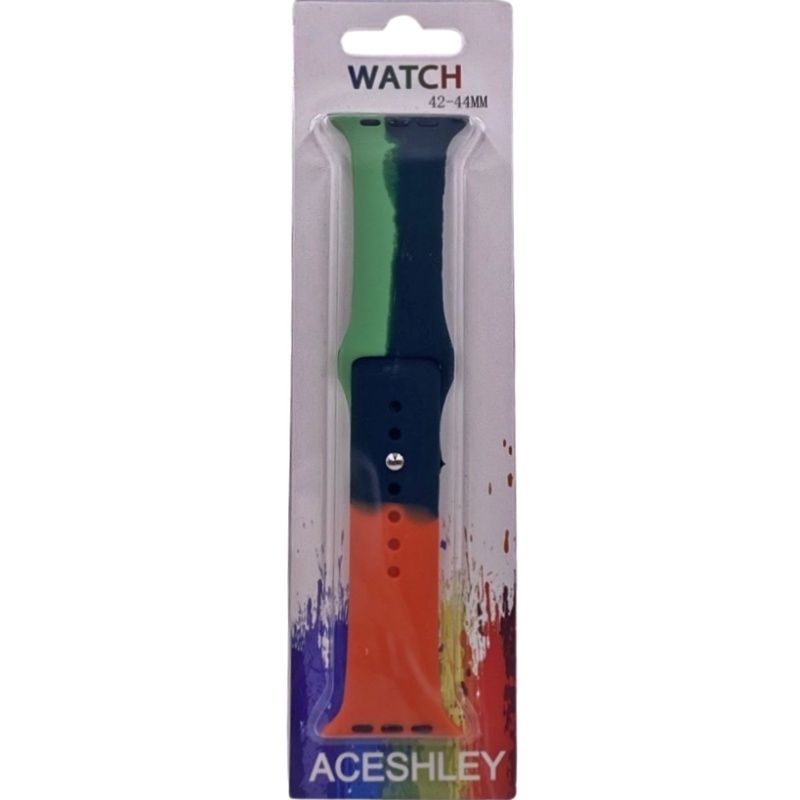 Pulseira Silicone Arco Íris 42/44mm - Verde, Laranja