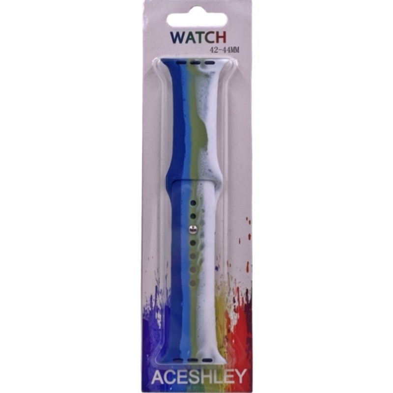 Pulseira Silicone Arco Íris 42/44mm - Azul, Verde, Branco