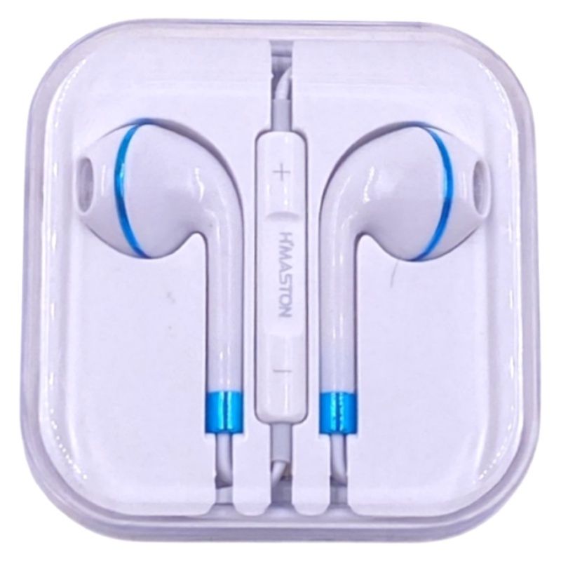 Fone de Ouvido H'Maston I5 P2 para IPhone/IPod/IPad - Branco c/ Azul Neon