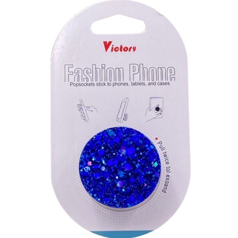 Suporte Pop Socket Brilho - Efeito Confete Azul / Azul Royal