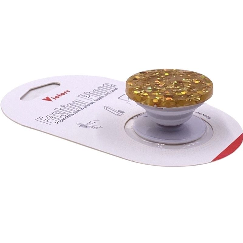 Suporte Pop Socket Brilho - Efeito Confete Dourado