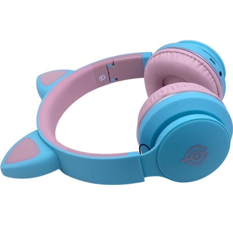 Fone de Ouvido Infantil Bluetooth Cat LED031 - Azul c/ Rosa