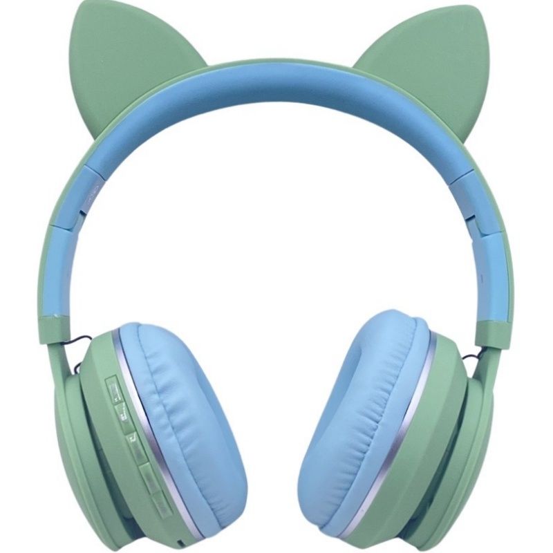 Fone de Ouvido Infantil Bluetooth Cat LED031 - Verde Claro c/ Azul