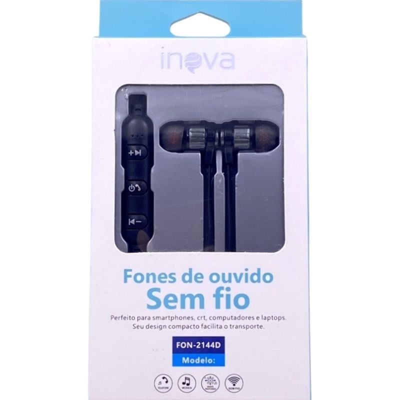 Fone de Ouvido Bluetooth Inova FON-2144D - Preto c/ Grafite