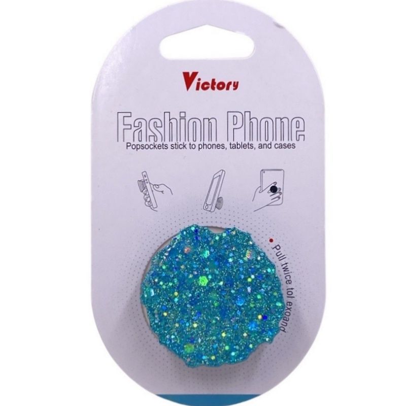 Suporte Pop Socket Brilho - Craquelado Turquesa