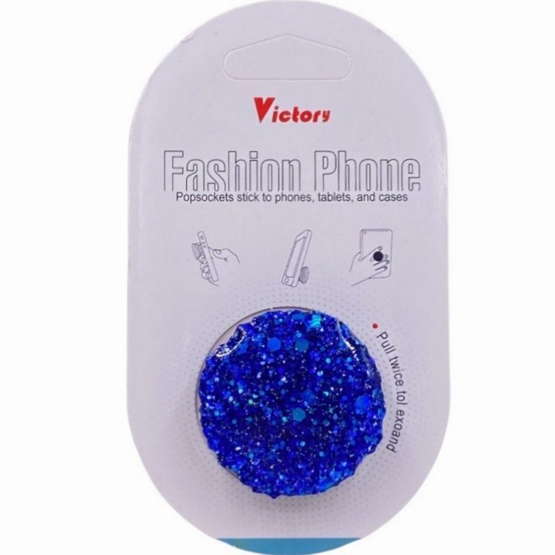 Suporte Pop Socket Brilho - Glitter Craquelado Azul
