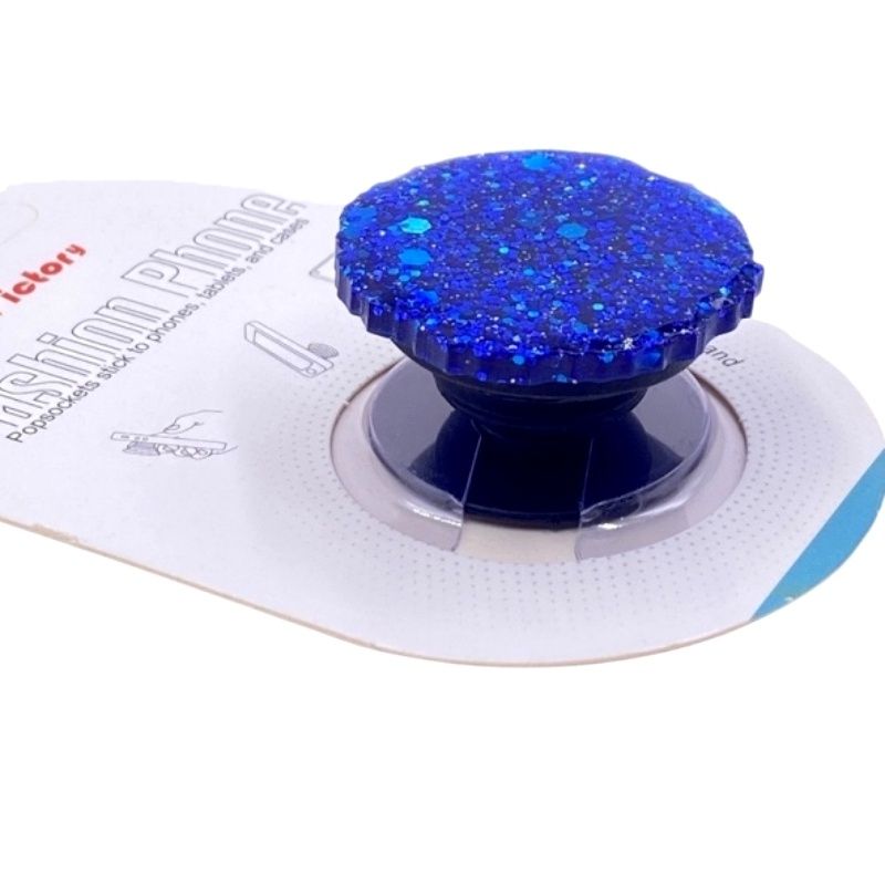 Suporte Pop Socket Brilho - Glitter Craquelado Azul