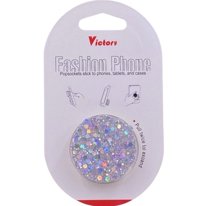 Suporte Pop Socket Brilho - Craquelado Prata