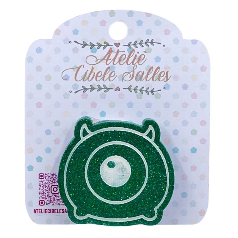 Suporte Pop Socket Brilho - Mike Wazowski Glitter Verde