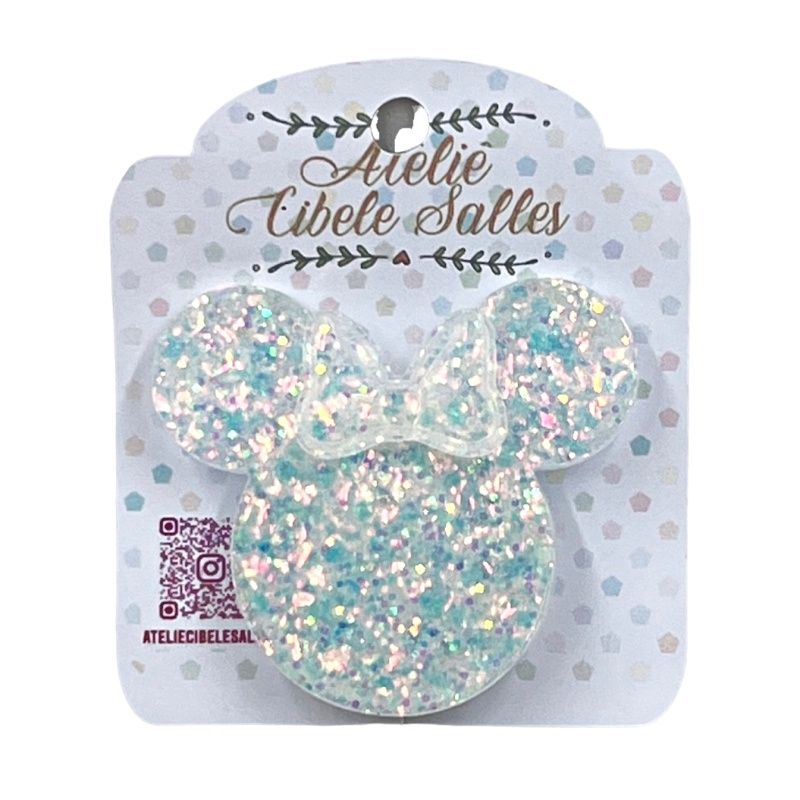 Suporte Pop Socket Brilho - Minnie Confete Lacinho Colorido