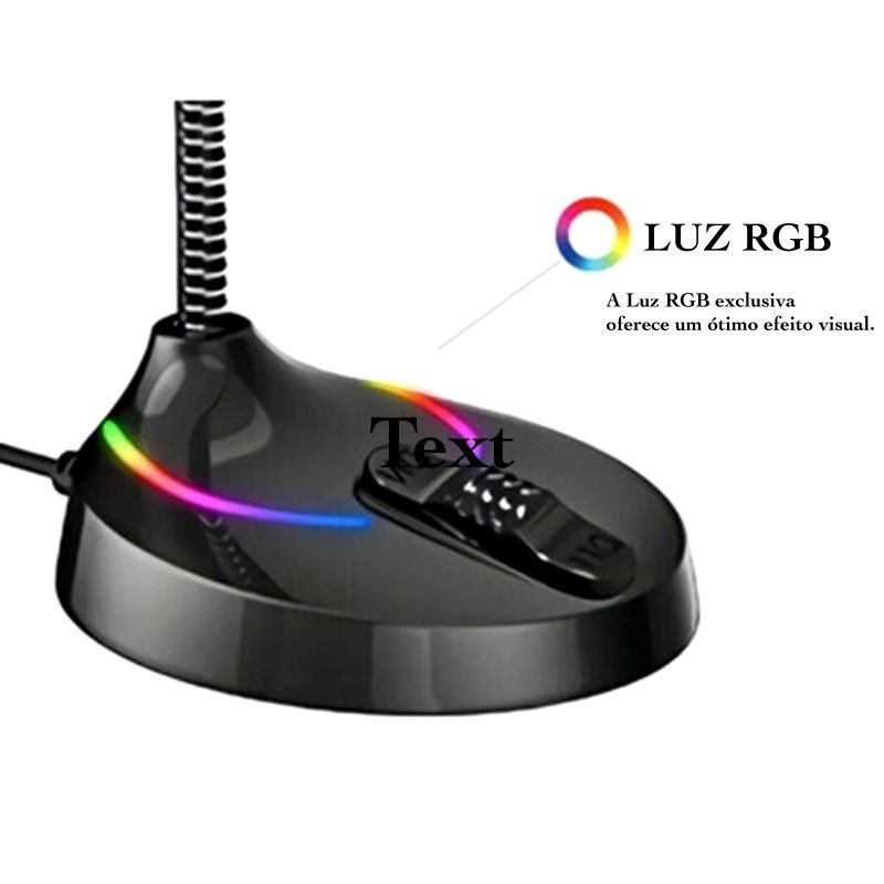 Microfone Gaming RGB Lehmox GT-GK1 Omnidirecional - Preto