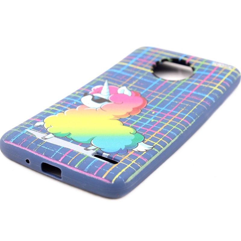 Capa Netcase Borracha pata Motorola Moto E4 - Ovelhacornio Arco Íris Azul M.