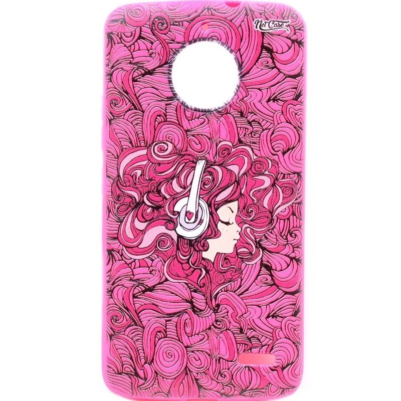 Capa Netcase Borracha para Motorola Moto E4 - Girl DJ Pink