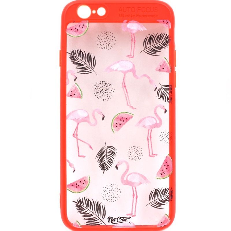 Capa Netcase Auto Focus Flamingos e Melancias para IPhone 6/6S - Vermelho