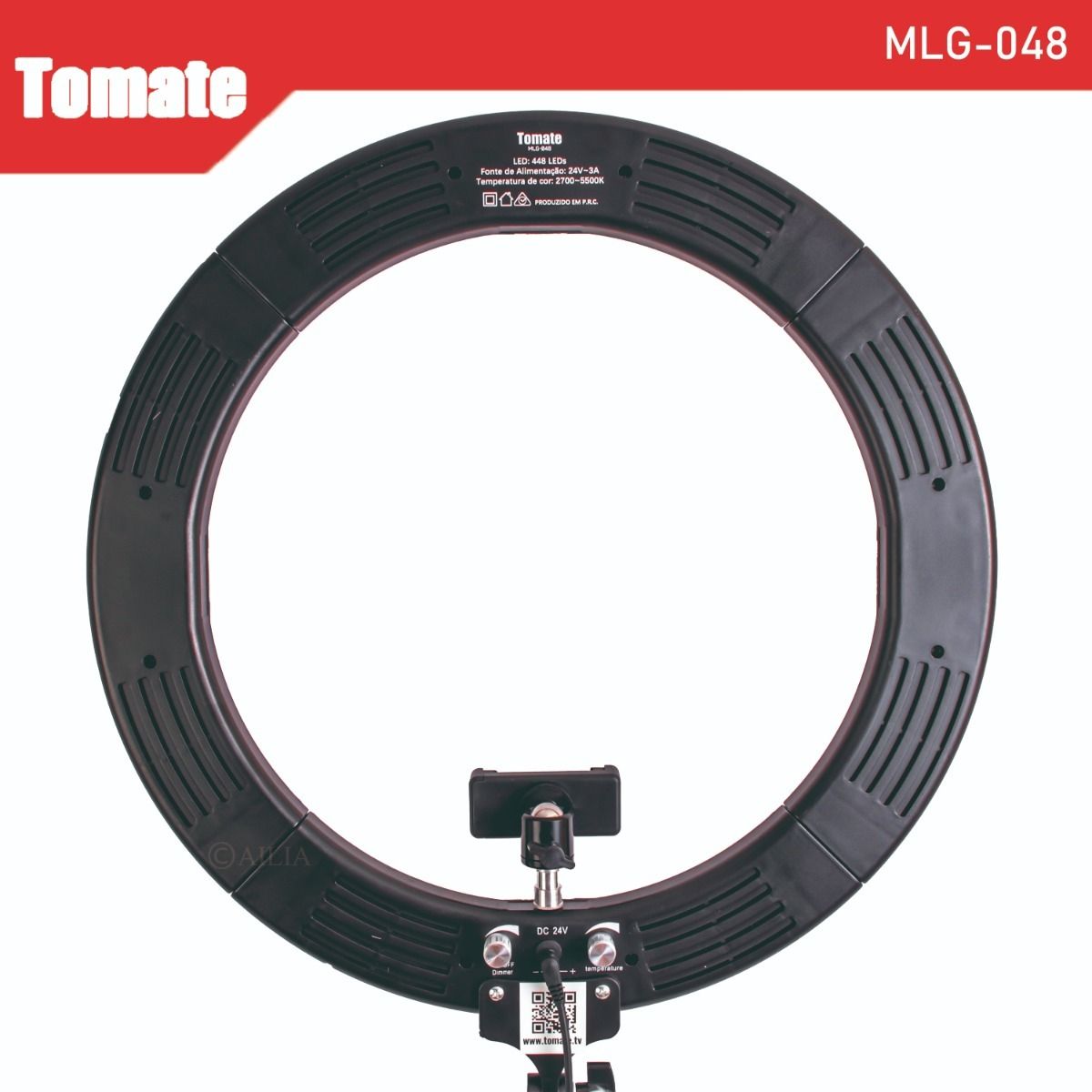 Ring Light GG com Tripé e Suporte Tomate - Iluminador de Led 
