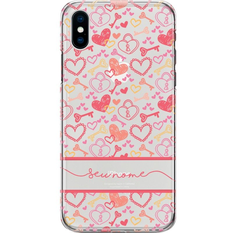 Capa Silicone NetCase Transparente Nome Coleção Corações - Hearts & Keys