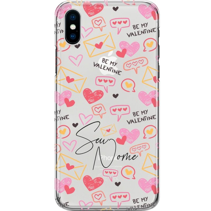 Capa Silicone NetCase Transparente Nome Coleção Corações - Be My Valentine