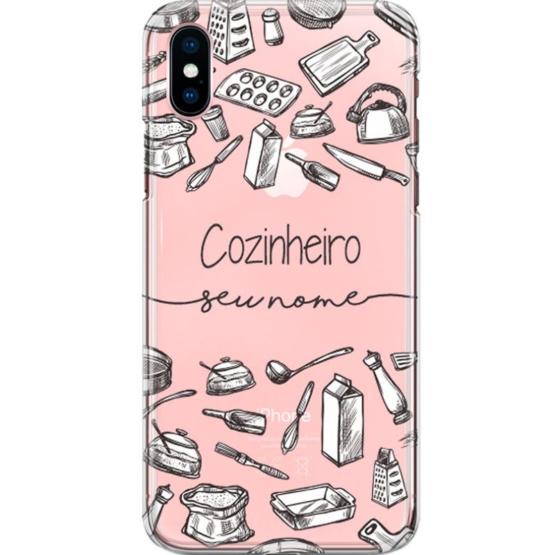 Capa Silicone NetCase Transparente Nome Profissão Cozinheiro