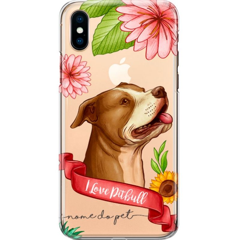 Capa Silicone NetCase Transparente Nome Coleção Pets - I Love Pitbull