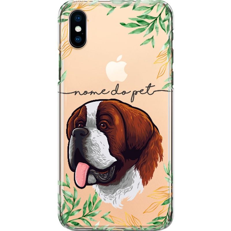 Capa Silicone NetCase Transparente Nome Coleção Pets - São-bernardo