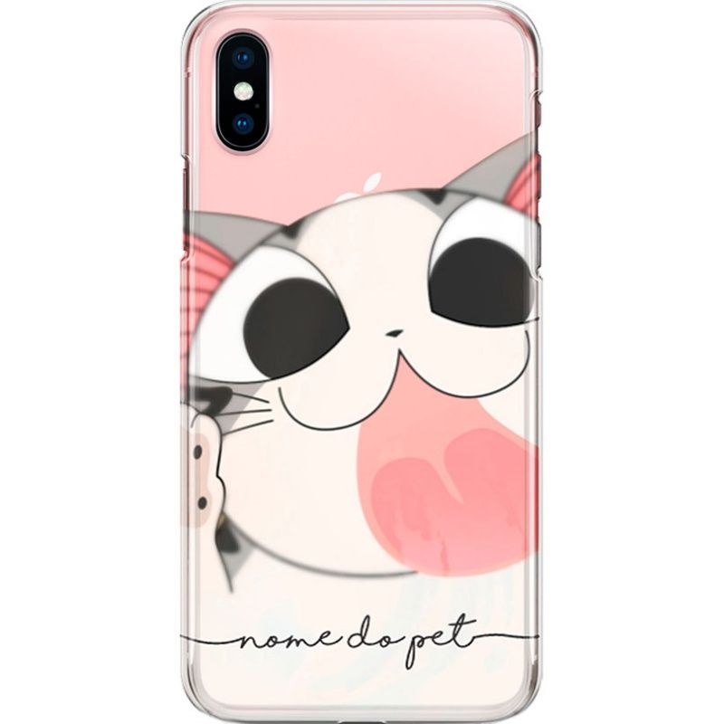 Capa Silicone NetCase Transparente Nome Coleção Pets - Cat Lick